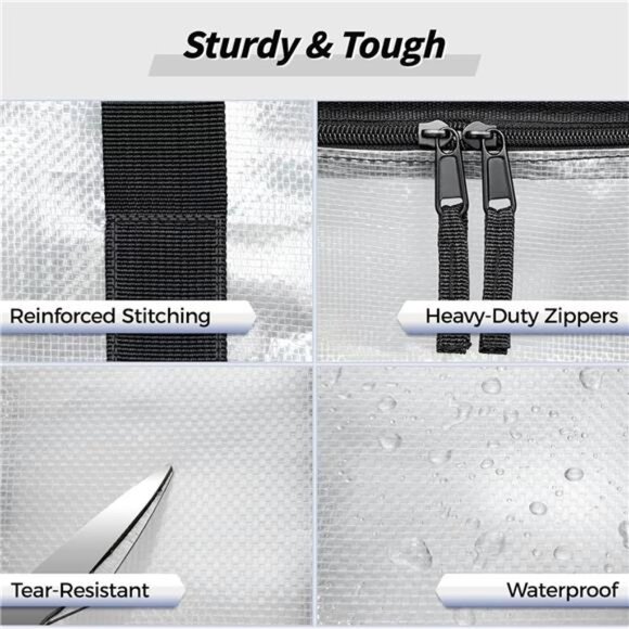 8 Pack Extra Large Heavy Duty Moving Bags, Clear Storage Bins with Lids, - Picture 4 of 8